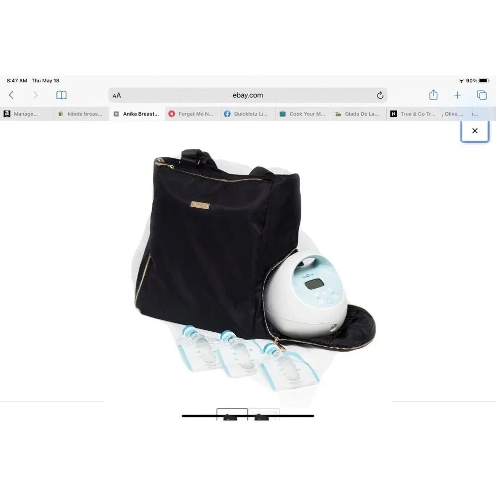 Kiinde Anika Breast Pump Baby Bag Cooler Pocket Laptop Compartment New Black Zip